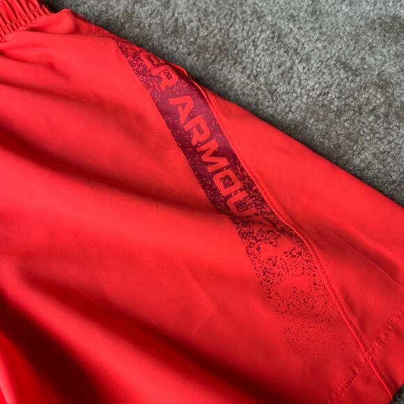 NWT Under Armour Men's Neon Orange Loose Fit Woven Graphic Shorts Small - Picture 10 of 14